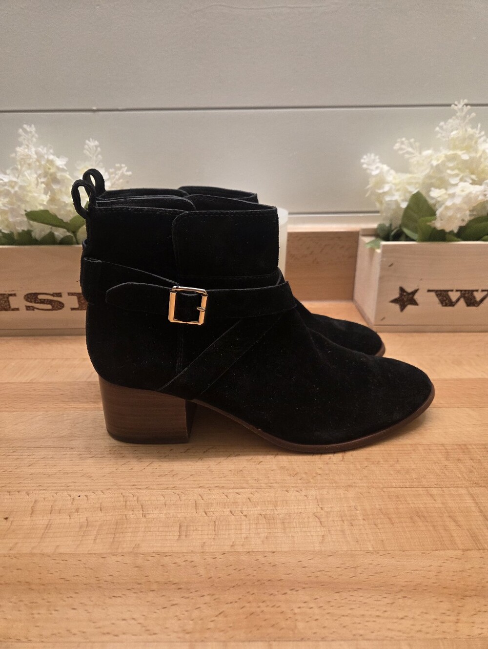 Kate Spade New York Polly Bootie Ankle Boots Black Suede Women's Size 10
